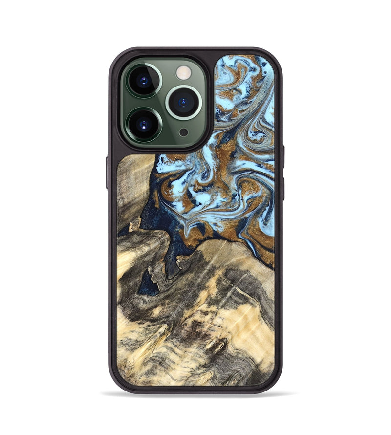 iPhone 13 Pro Wood Phone Case - Robb (Teal & Gold, 820120)