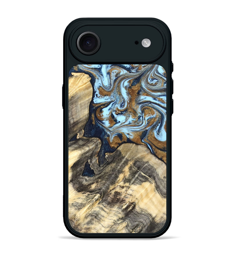 iPhone 17 Air Wood Phone Case - Robb (Teal & Gold, 820120)