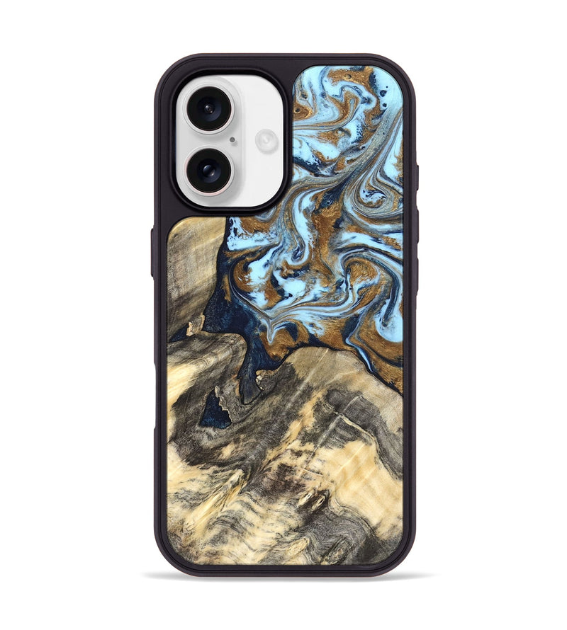 iPhone 17 Wood Phone Case - Robb (Teal & Gold, 820120)
