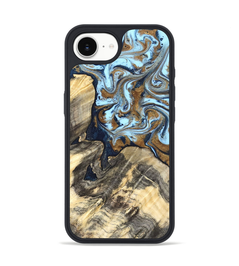 iPhone 17e Wood Phone Case - Robb (Teal & Gold, 820120)