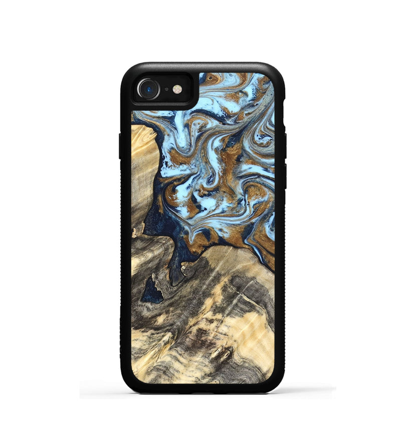 iPhone SE Wood Phone Case - Robb (Teal & Gold, 820120)
