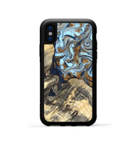 iPhone Xs Wood Phone Case - Robb (Teal & Gold, 820120)