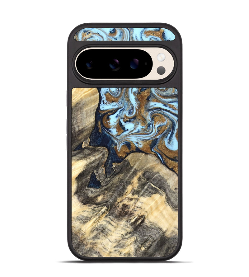 Pixel 10 Pro Wood Phone Case - Robb (Teal & Gold, 820120)