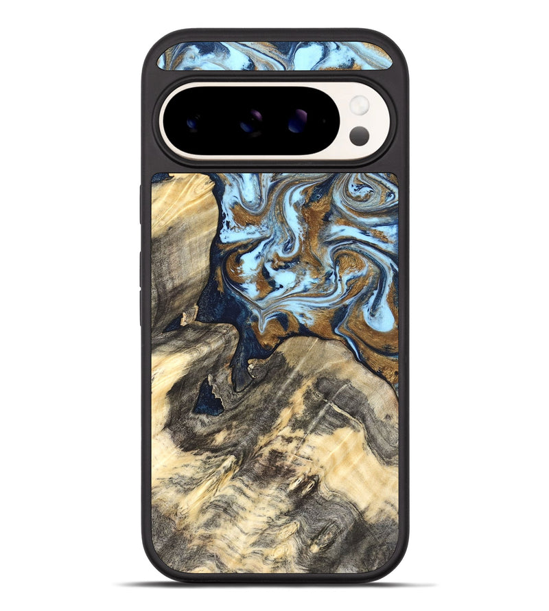Pixel 10 Pro XL Wood Phone Case - Robb (Teal & Gold, 820120)
