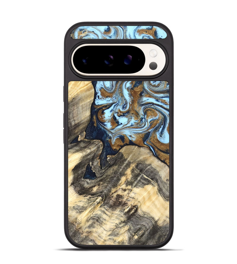 Pixel 9 Wood Phone Case - Robb (Teal & Gold, 820120)