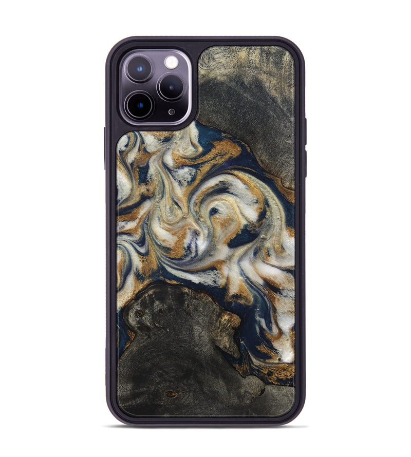 iPhone 11 Pro Max Wood Phone Case - Stephen (Teal & Gold, 820121)