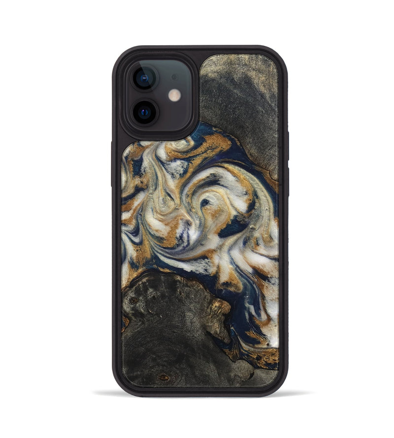 iPhone 12 Wood Phone Case - Stephen (Teal & Gold, 820121)
