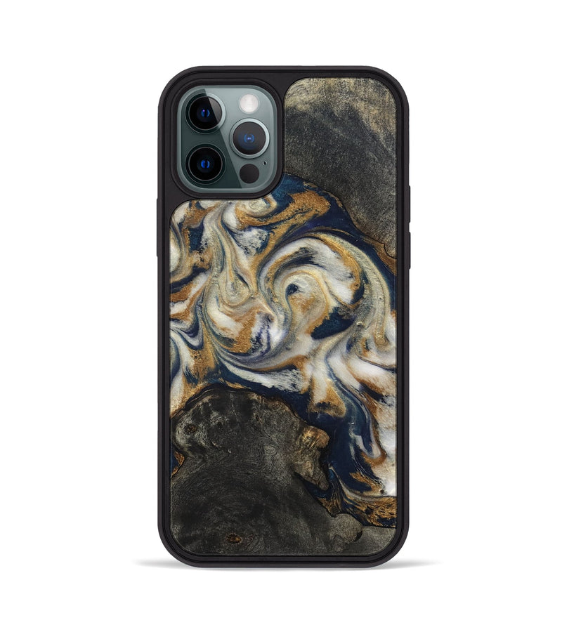iPhone 12 Pro Wood Phone Case - Stephen (Teal & Gold, 820121)