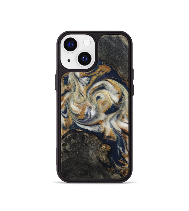 iPhone 13 mini Wood Phone Case - Stephen (Teal & Gold, 820121)