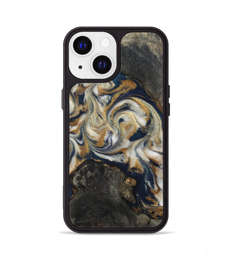 iPhone 13 Wood Phone Case - Stephen (Teal & Gold, 820121)