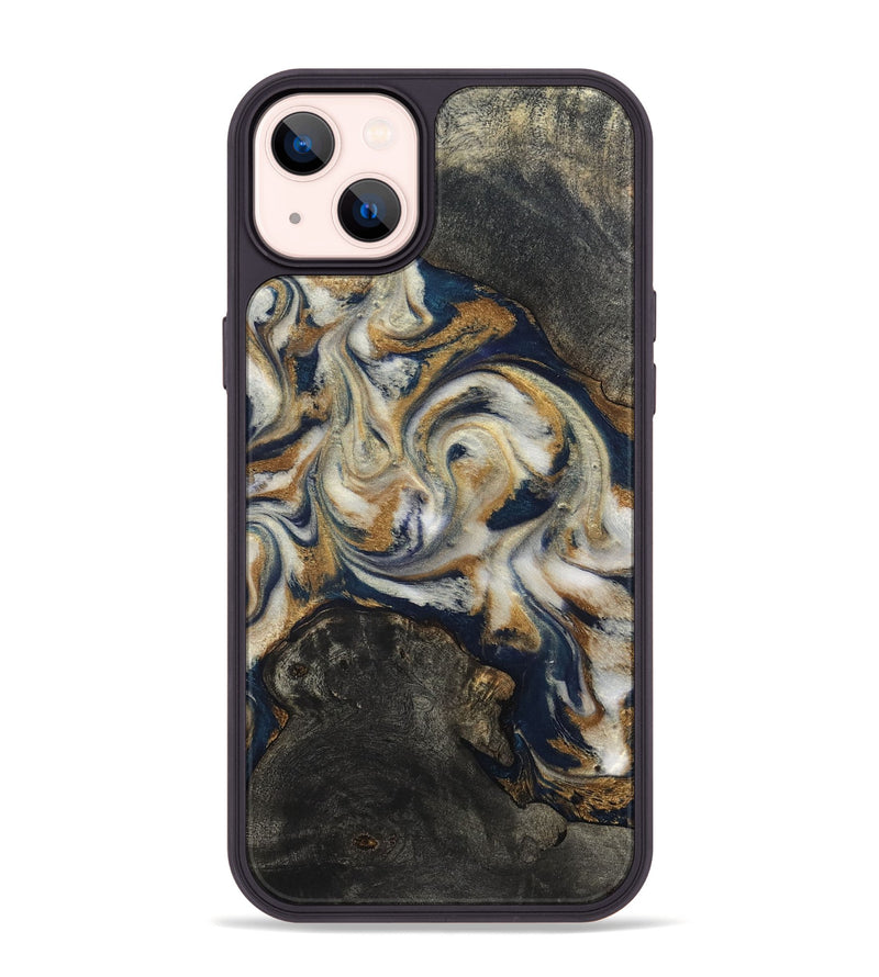 iPhone 14 Plus Wood Phone Case - Stephen (Teal & Gold, 820121)