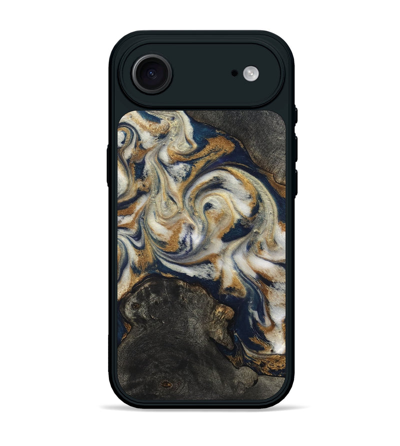 iPhone 17 Air Wood Phone Case - Stephen (Teal & Gold, 820121)