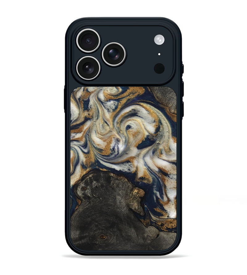 iPhone 17 Pro Max Wood Phone Case - Stephen (Teal & Gold, 820121)