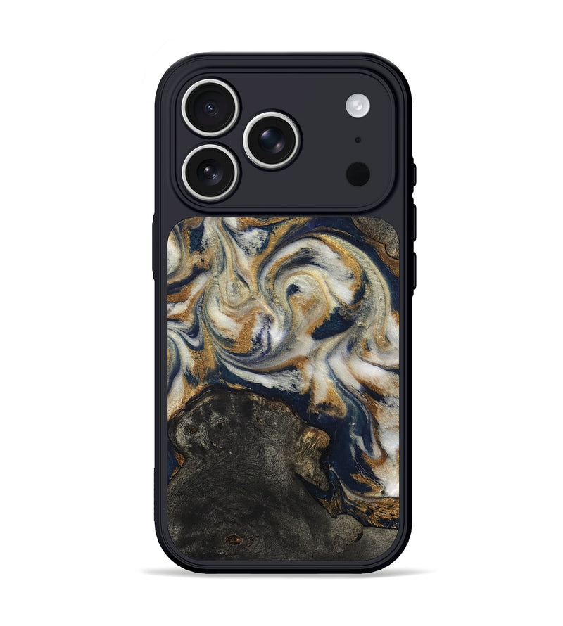 iPhone 17 Pro Wood Phone Case - Stephen (Teal & Gold, 820121)