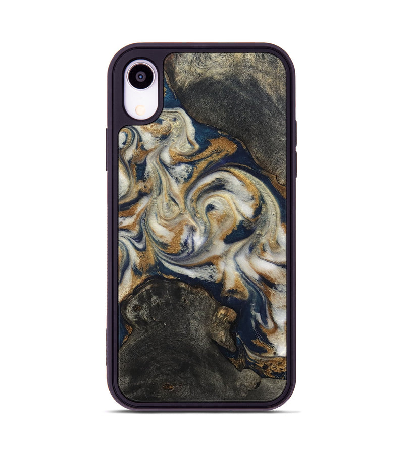 iPhone Xr Wood Phone Case - Stephen (Teal & Gold, 820121)