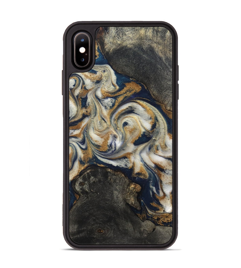 iPhone Xs Max Wood Phone Case - Stephen (Teal & Gold, 820121)