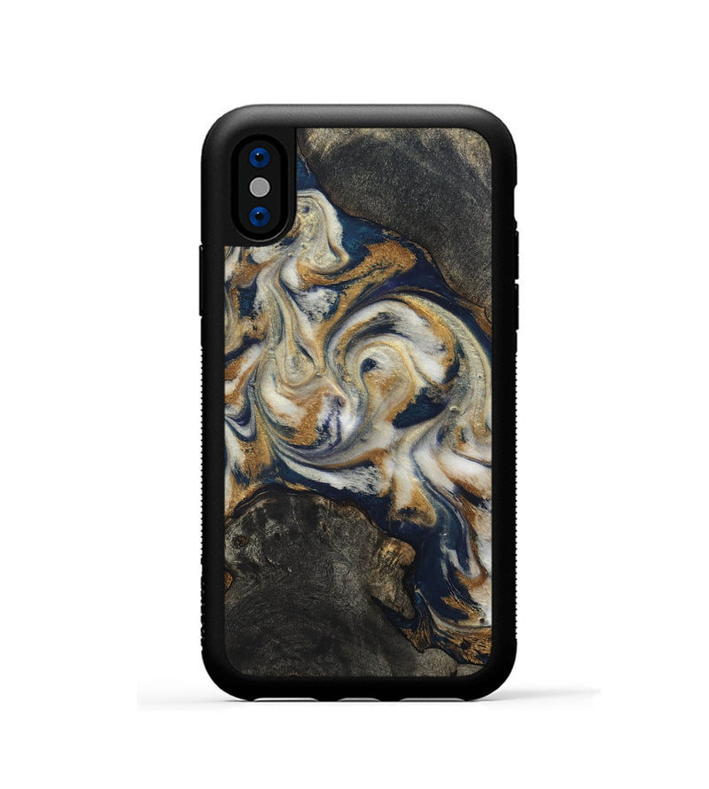 iPhone Xs Wood Phone Case - Stephen (Teal & Gold, 820121)