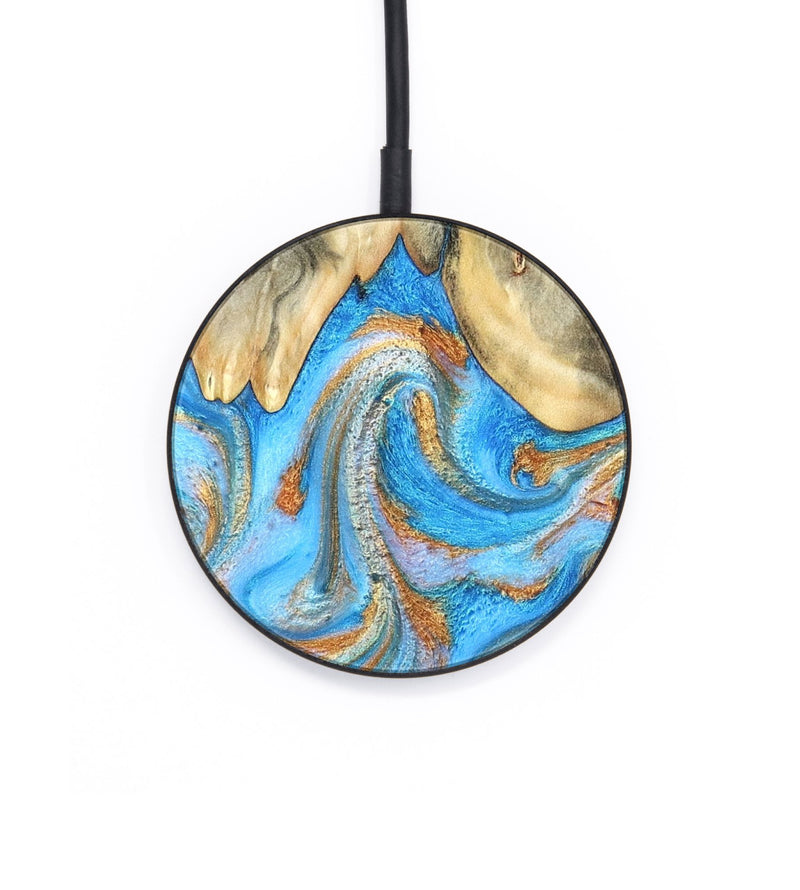 Circle Wood Wireless Charger - Cassidy (Teal & Gold, 820122)