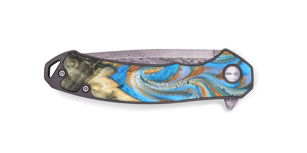 EDC Wood Pocket Knife - Cassidy (Teal & Gold, 820122)