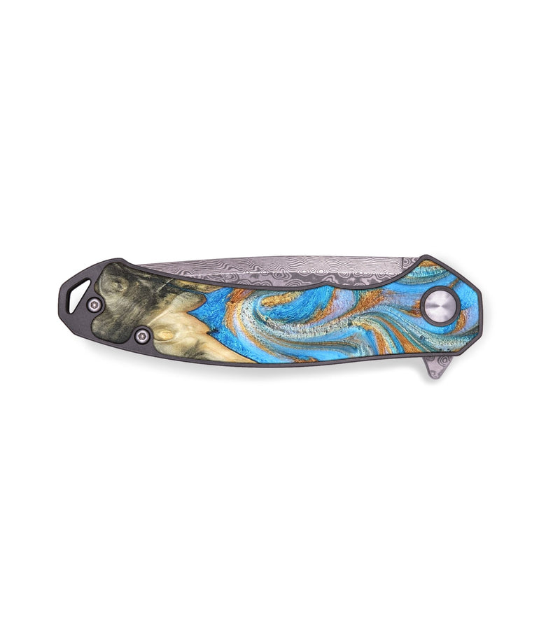 EDC Wood Pocket Knife - Cassidy (Teal & Gold, 820122)