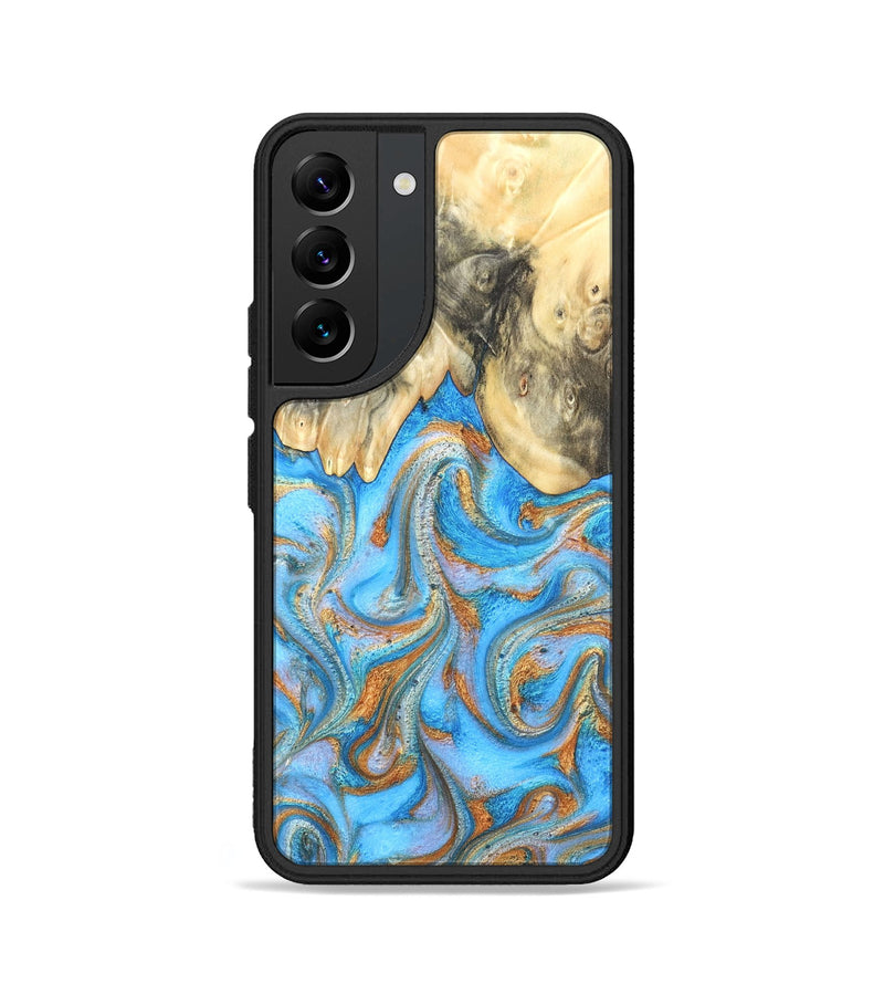 Galaxy S22 Wood Phone Case - Cassidy (Teal & Gold, 820122)