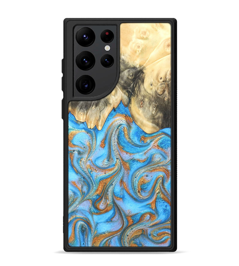 Galaxy S22 Ultra Wood Phone Case - Cassidy (Teal & Gold, 820122)