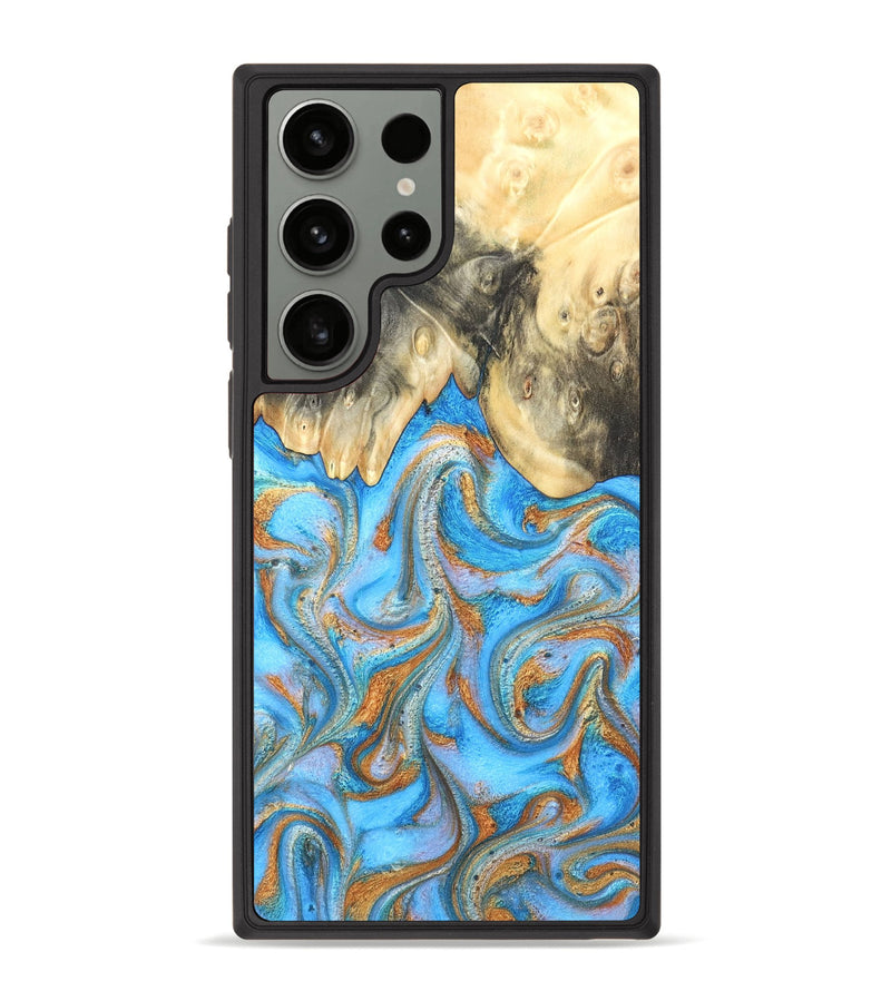Galaxy S23 Ultra Wood Phone Case - Cassidy (Teal & Gold, 820122)