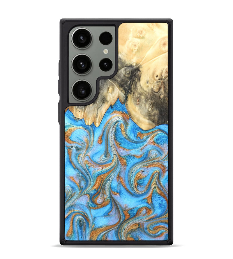 Galaxy S24 Ultra Wood Phone Case - Cassidy (Teal & Gold, 820122)