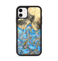 iPhone 11 Wood Phone Case - Cassidy (Teal & Gold, 820122)
