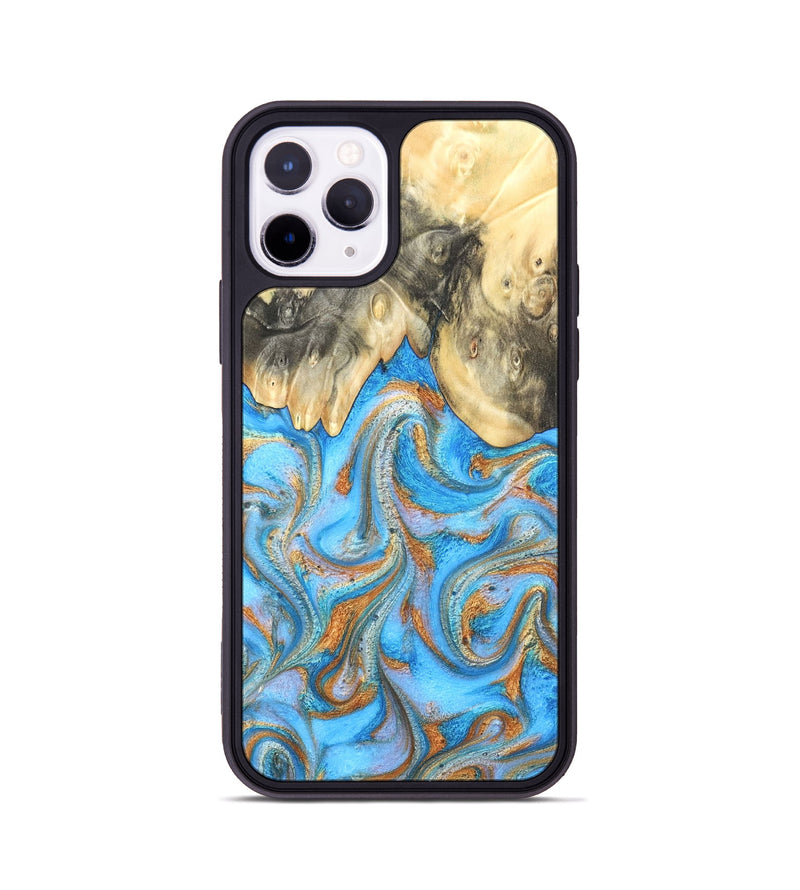 iPhone 11 Pro Wood Phone Case - Cassidy (Teal & Gold, 820122)