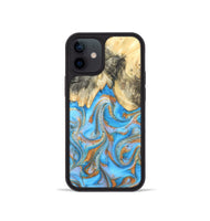 iPhone 12 mini Wood Phone Case - Cassidy (Teal & Gold, 820122)