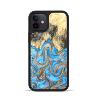iPhone 12 Wood Phone Case - Cassidy (Teal & Gold, 820122)