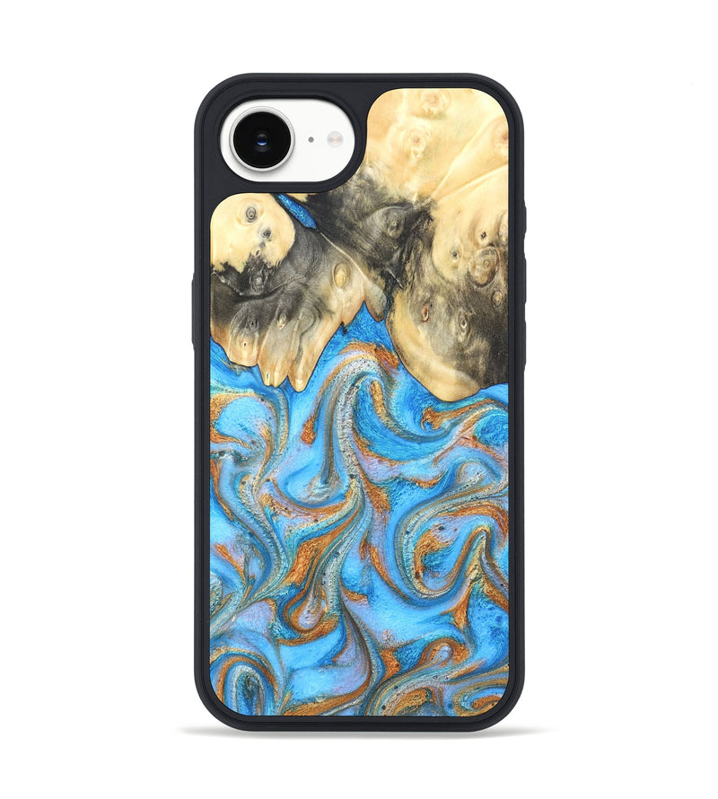 iPhone 16e Wood Phone Case - Cassidy (Teal & Gold, 820122)