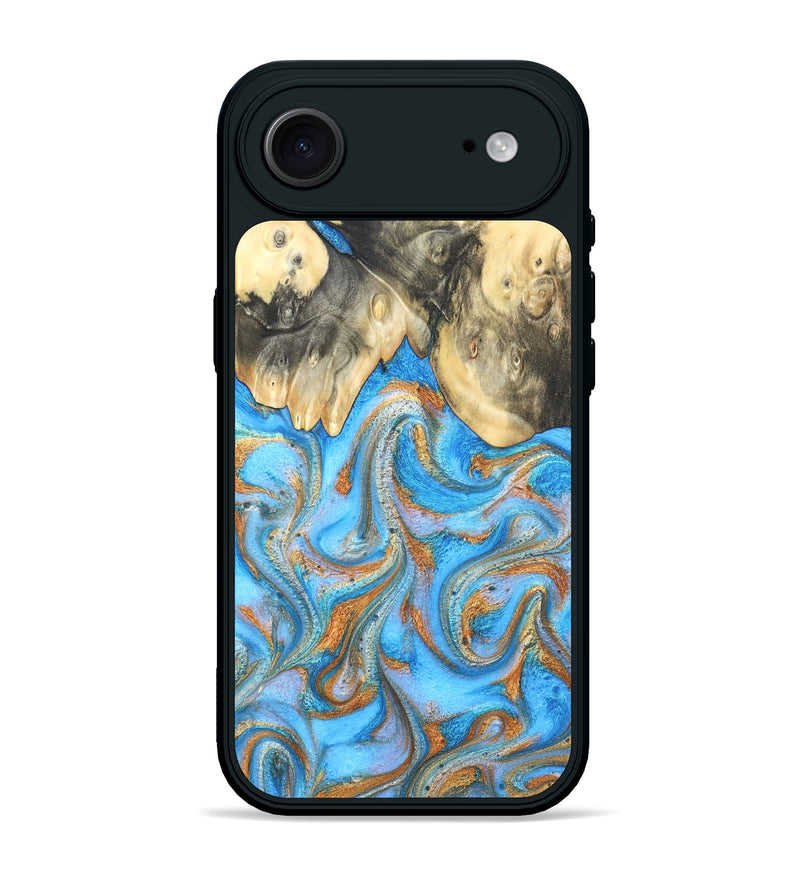 iPhone 17 Air Wood Phone Case - Cassidy (Teal & Gold, 820122)