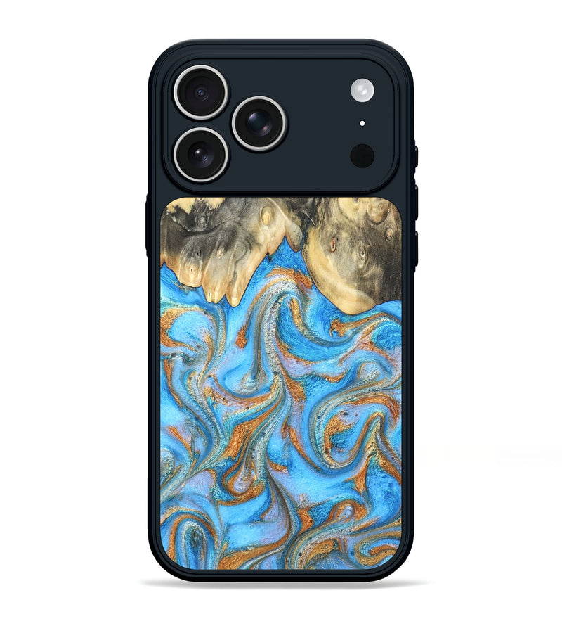 iPhone 17 Pro Max Wood Phone Case - Cassidy (Teal & Gold, 820122)