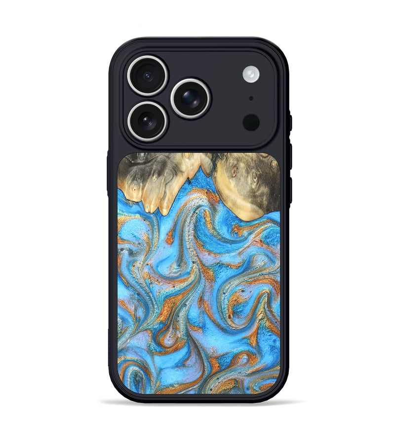 iPhone 17 Pro Wood Phone Case - Cassidy (Teal & Gold, 820122)