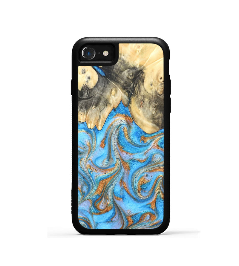 iPhone SE Wood Phone Case - Cassidy (Teal & Gold, 820122)