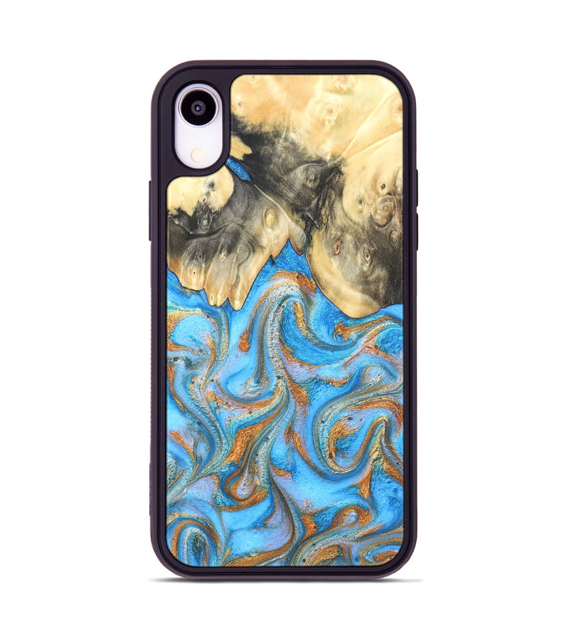 iPhone Xr Wood Phone Case - Cassidy (Teal & Gold, 820122)