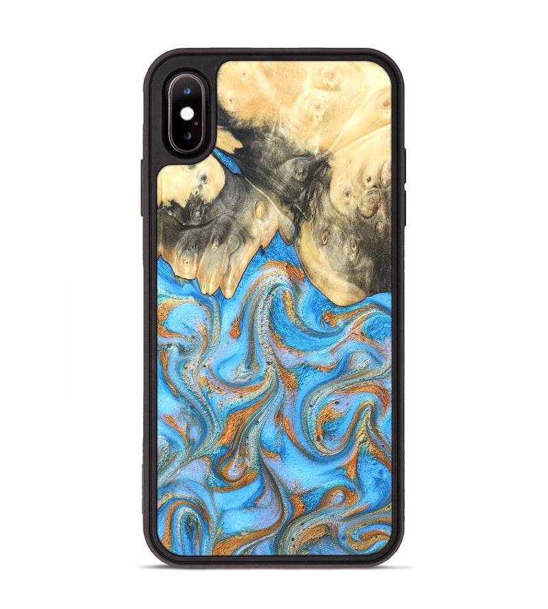 iPhone Xs Max Wood Phone Case - Cassidy (Teal & Gold, 820122)