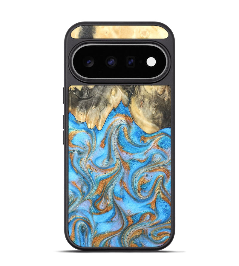 Pixel 11 Pro Wood Phone Case - Cassidy (Teal & Gold, 820122)