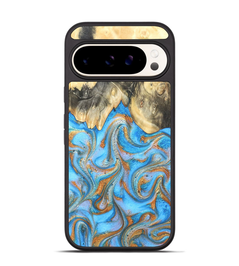 Pixel 9 Pro Wood Phone Case - Cassidy (Teal & Gold, 820122)
