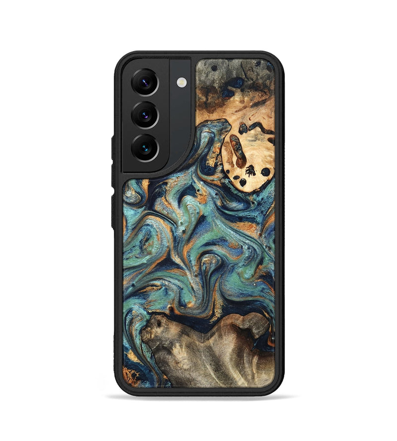 Galaxy S22 Wood Phone Case - Kahlil (Teal & Gold, 820124)