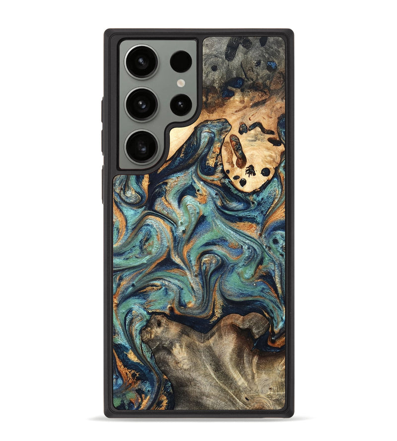 Galaxy S23 Ultra Wood Phone Case - Kahlil (Teal & Gold, 820124)