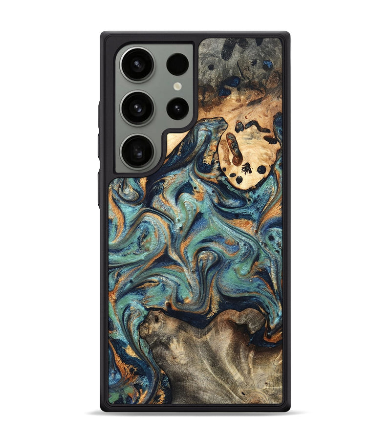 Galaxy S24 Ultra Wood Phone Case - Kahlil (Teal & Gold, 820124)
