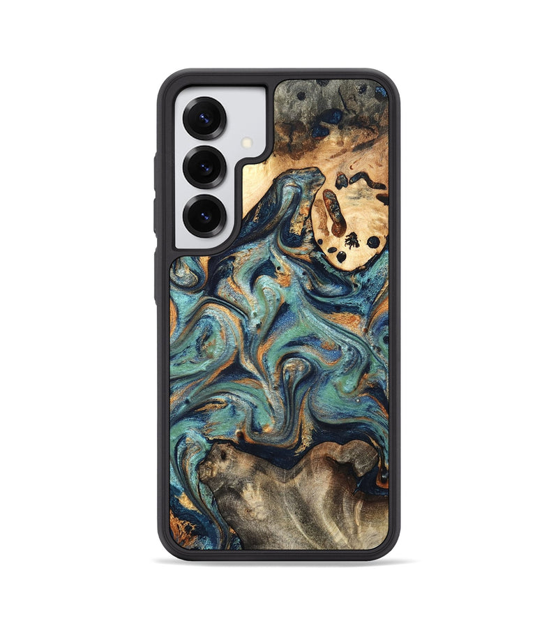 Galaxy S25 Wood Phone Case - Kahlil (Teal & Gold, 820124)