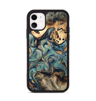 iPhone 11 Wood Phone Case - Kahlil (Teal & Gold, 820124)