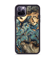 iPhone 11 Pro Max Wood Phone Case - Kahlil (Teal & Gold, 820124)