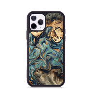 iPhone 11 Pro Wood Phone Case - Kahlil (Teal & Gold, 820124)