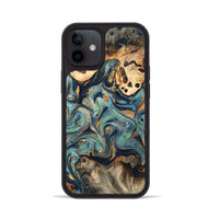 iPhone 12 Wood Phone Case - Kahlil (Teal & Gold, 820124)