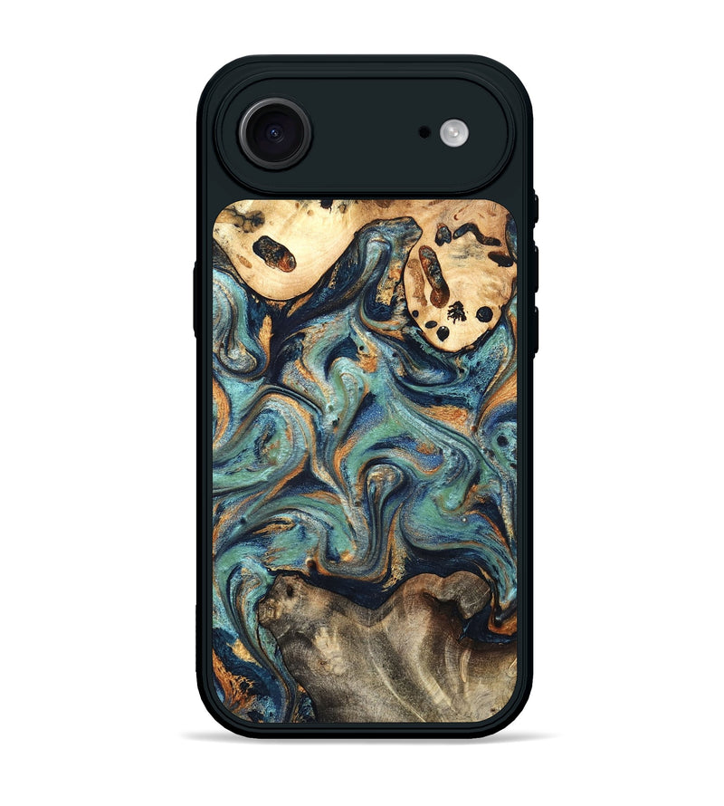 iPhone 17 Air Wood Phone Case - Kahlil (Teal & Gold, 820124)